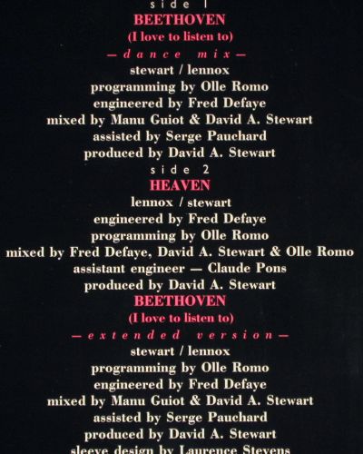 Eurythmics: Beethoven*2 &sol; Heaven, RCA (PT41572), D, 1987 Typ: 12" Best.-Nr.: V7746 Preis: 6,00 Euro.