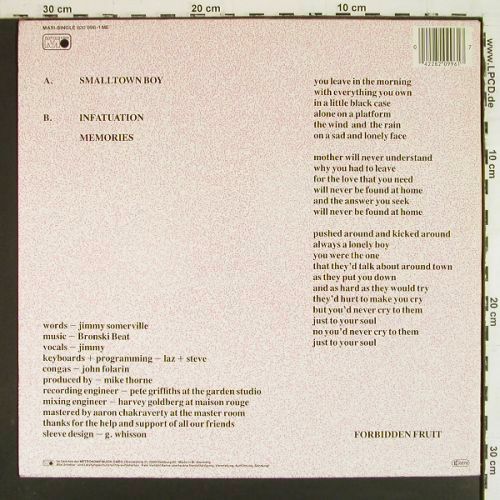 Bronski Beat: Smalltown Boy (9:00) +2, Metronome (820 996-1 ME), D, 1984 Typ: 12" Best.-Nr.: V7895 Preis: 6,00 Euro.