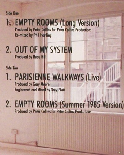 Moore,Gary: Empty Rooms*2+2, Virgin 10 (601 914), D, 1985 Typ: 12" Best.-Nr.: V4649 Preis: 5,00 Euro