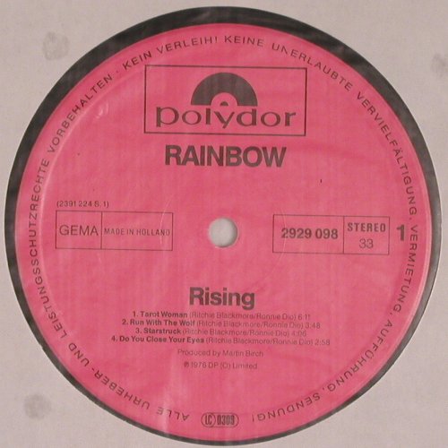 Rainbow: Rising, Ri, (1976), Polydor (2929 098), D, 1986 Typ: LP Best.-Nr.: V6655 Preis: 24,00 Euro.