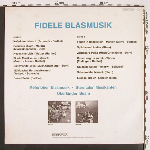 V.A.Fidele Blasmusik: Keferloher Blasm.Sterntaler,Oberlän, Isar Ton (C 048-42 036), D, instrum Typ: LP Best.-Nr.: V2400 Preis: 6,00 Euro