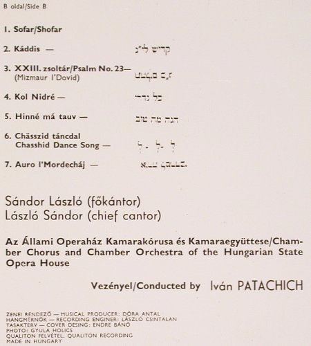 V.A.Music of the Bible-Old Hebrew S: Arrang.by I.Patachich,Laszlo Sandor, Qualiton (LPX 18005), H, Foc, 1969 Typ: LP Best.-Nr.: V2401 Preis: 9,00 Euro