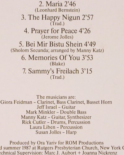 Feidman,Giora: The Singing Clarinet, Pläne (88 581 G), D, 1988 Typ: LP Best.-Nr.: V2474 Preis: 7,50 Euro