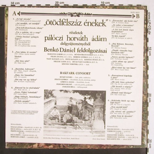 Bakfark Consort: ötödfelszaz enekek,Benko Daniel, Hungaroton (SLPX 18073), H, 1983 Typ: LP Best.-Nr.: V2494 Preis: 7,50 Euro