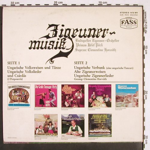 Budapester Zigeuner-Orchester: Zigeunermusik,Josef Pécsi, FASS (1472 WY), D, 1967 Typ: LP Best.-Nr.: V2499 Preis: 6,00 Euro