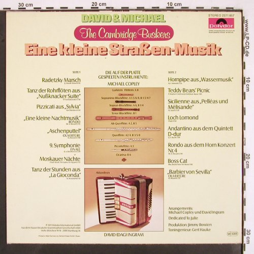 David & Michael-CambridgeBuskers: Eine kleine Straßen-Musik, Polydor (2371 857), D, 1977 Typ: LP Best.-Nr.: V2659 Preis: 6,00 Euro