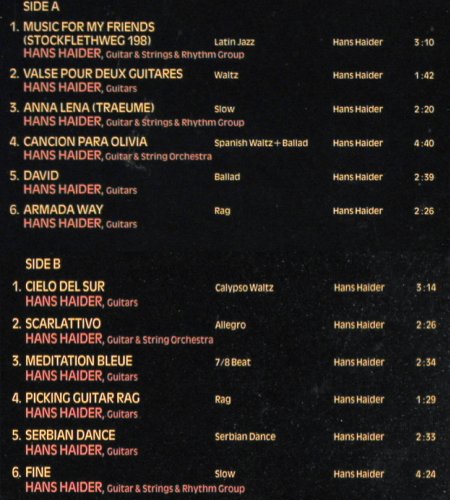 Haider,Hans: Musik for friends, m /vg+, SelectedS. (STEREO 121), D, 1979 Typ: LP Best.-Nr.: V2671 Preis: 6,00 Euro