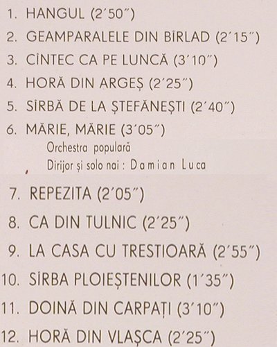 Luca,Damian: Tresores Folklorique Roumains, Electrecord (STM-EPE 01057), RO, m /vg+, 1971 Typ: LP Best.-Nr.: V2726 Preis: 7,50 Euro