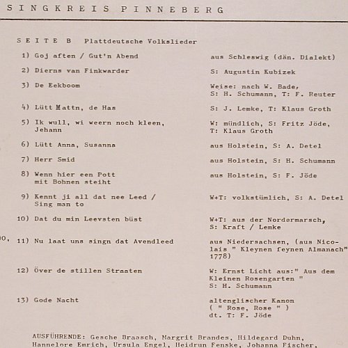 Singkreis Pinneberg: Sing mal n' beten to, Pfanz/Teldec/Kraul (SLP 191178), D Typ: LP Best.-Nr.: V2935 Preis: 6,00 Euro