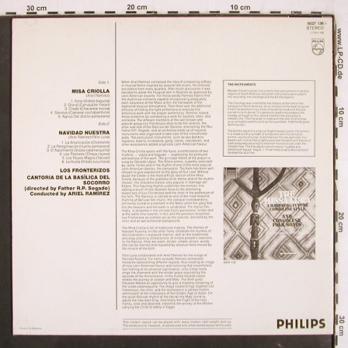 Misa Criolla from the Argentine: Folklor.Expressionen, Ariel Ramirez, Philips (1966) (842 763 PY), NL, Ri Typ: LP Best.-Nr.: V3640 Preis: 6,00 Euro