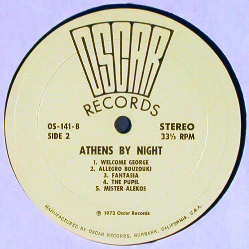 V.A.Athens By Night: Greek Hits if the Sixties (1960), Oscar Records (OS-141), US, 1972 Typ: LP Best.-Nr.: V4287 Preis: 9,00 Euro
