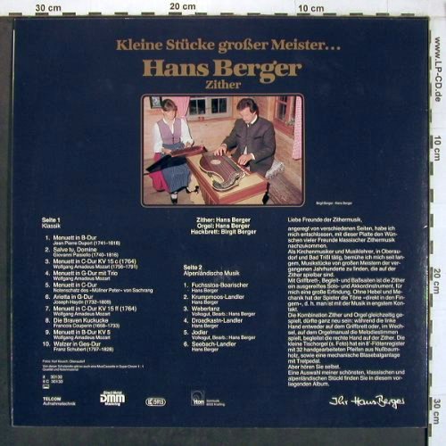 Berger,Hans Zither - Hackbrett: Kleine Stücke großer Meister, iton / Teldec(it 30 130), D,  - LP - V4810 - 9,00 Euro