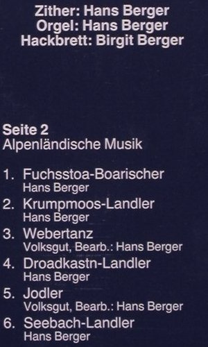 Berger,Hans Zither - Hackbrett: Kleine Stücke großer Meister, iton / Teldec(it 30 130), D,  - LP - V4810 - 9,00 Euro