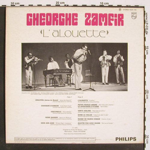 Zamfir,Gheorghe: L'alouette, m-/vg+, Philips (6325 143), F, 1974 Typ: LP Best.-Nr.: V4974 Preis: 6,00 Euro