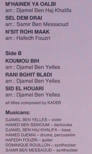 Kader,Cheb: Same (Rai), WorldMusic(EfA06123), D, 1988 - LP - V5023 - 6,00 Euro