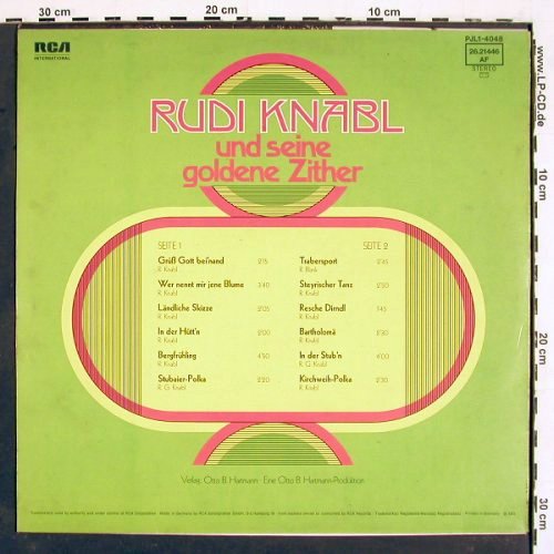 Knabl,Rudi: Und seine goldene Zither (instrum.), RCA International(26.21446 AF), D, 1975 - LP - V5240 - 6,00 Euro