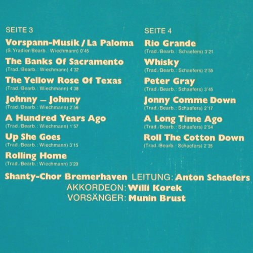 Bremer /  Bremerhaven Shanty-Chor: Shanties,Oldenburg, sung in english, Karussell (2652 060), D, Foc, 1973 Typ: 2LP Best.-Nr.: V5338 Preis: 9,00 Euro