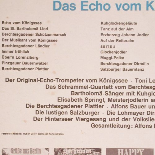 V.A.Das Echo vom Königssee: EchoTrompeter,Toni Lenz.AlfonsBauer, Volksplatte(C 048-28 611), D, m-/vg+,  - LP - V5856 - 5,00 Euro