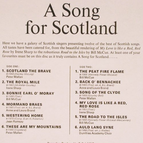 V.A.A Song for Scotland: Peter Mallan... Dumfries Acad.Choir, EMI-Talism(STAL 5004), UK, 12Tr,  - LP - V5899 - 6,00 Euro