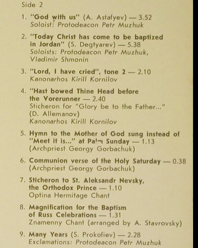 Archpastoral Choir & Chor of Clergy: of Dormition Cath.i Vladimir, Foc, Melodia(C90 30339 009), UDSSR, 1990 - LP - V5990 - 7,50 Euro