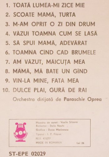 Ciobanu,Maria si Liliana: Same, Electrecord (ST-EPE 02029), RO, 1977 Typ: LP Best.-Nr.: V6516 Preis: 12,50 Euro