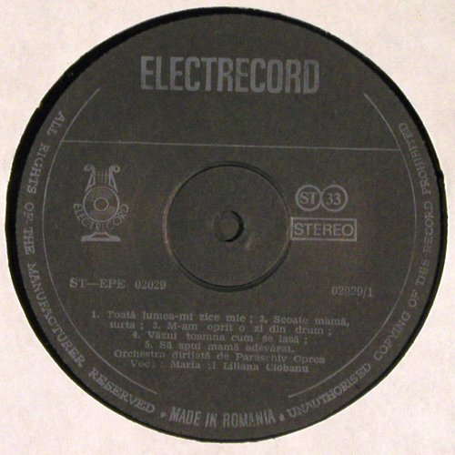 Ciobanu,Maria si Liliana: Same, Electrecord (ST-EPE 02029), RO, 1977 Typ: LP Best.-Nr.: V6516 Preis: 12,50 Euro
