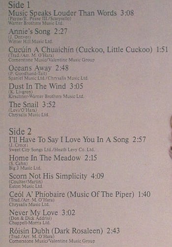 O'Hara,Mary: Music Speaks Louder Than Words, Chrysalis (6307 635), D, 1978 Typ: LP Best.-Nr.: V6517 Preis: 6,00 Euro.