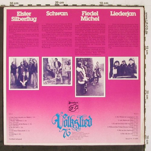 V.A.Volkslied 76 - Live: Elster Silberflug,Schwan, Liederjan, Stockfisch (SF 8004), D, m &sol;vg+, 1976 Typ: LP Best.-Nr.: V6747 Preis: 5,00 Euro.
