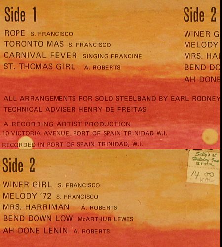 Solo Harmonites: Carnival Time Vol.2 (Steel), vg+&sol;m-, RA (LA 3114), Barbados, 1972 Typ: LP Best.-Nr.: V7882 Preis: 12,50 Euro.