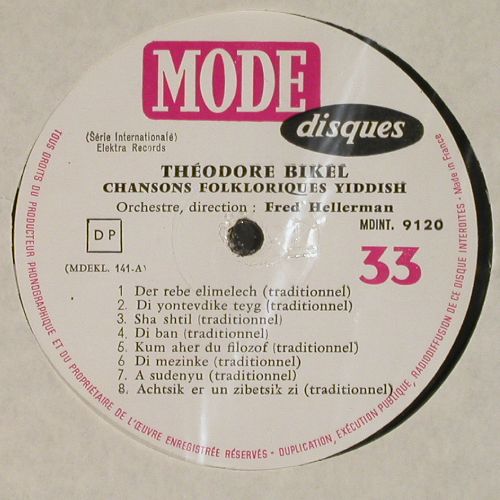 Bikel,Theodore: Chansons Folkloriques Yiddish, Mode disques(MDINT 9 120), F,vg+/stoc,  - LP - V7901 - 9,00 Euro
