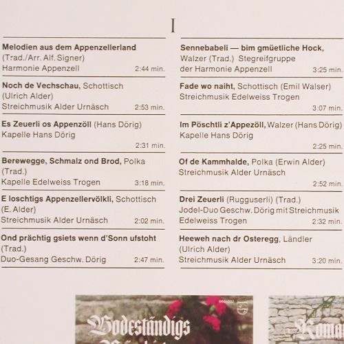 V.A.Bodenst&auml;ndiges Appezell: Harmonie Appenzell... Edelw.Trogen, Philips (6661 001), CH, Foc, 1971 Typ: 2LP Best.-Nr.: V7998 Preis: 9,00 Euro.