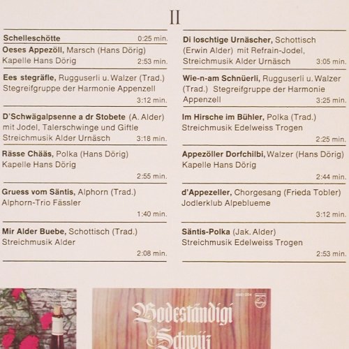 V.A.Bodenst&auml;ndiges Appezell: Harmonie Appenzell... Edelw.Trogen, Philips (6661 001), CH, Foc, 1971 Typ: 2LP Best.-Nr.: V7998 Preis: 9,00 Euro.
