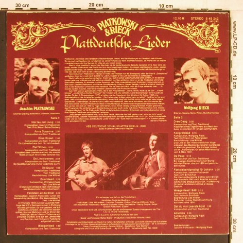 Piatkowski & Rieck: Plattdeutsche Lieder, Amiga(8 45 242), DDR, 1983 - LP - Y5268 - 7,50 Euro