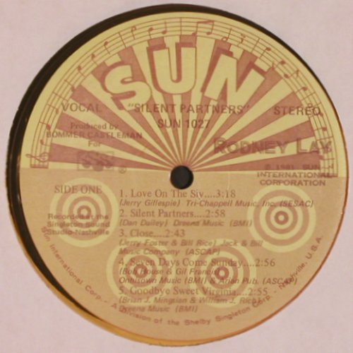 Lay,Rodney: Silent Partners, orange Clear Vinyl, Sun (SUN-1027), US, 1981 Typ: LP Best.-Nr.: V3267 Preis: 9,00 Euro