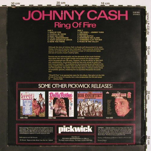 Cash,Johnny: Ring Of Fire (1963), Hallmark (SHM 988), UK, 1969 Typ: LP Best.-Nr.: V4501 Preis: 6,00 Euro
