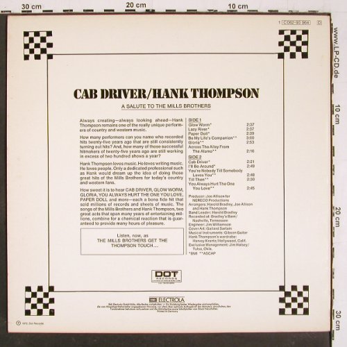 Thompson,Hank: Cab Driver, salute t.Mills Brothers, DOT (C 062-93 964), D, 1972 Typ: LP Best.-Nr.: V6147 Preis: 9,00 Euro