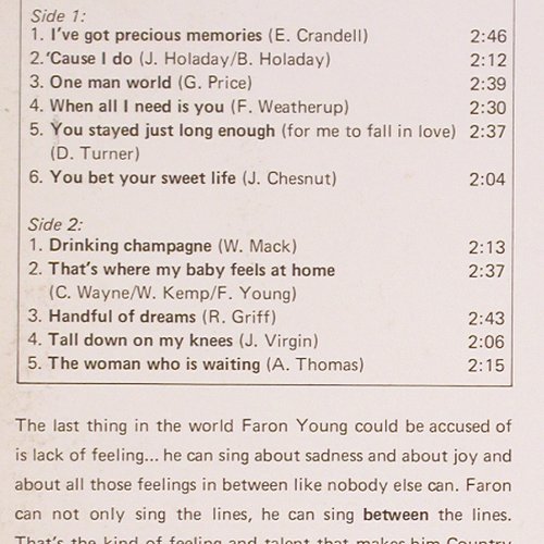 Young,Faron: Now I've got Precious Memories, Mercury (134 576 MFY), NL, m-/vg+, 1969 Typ: LP Best.-Nr.: V6481 Preis: 7,50 Euro.