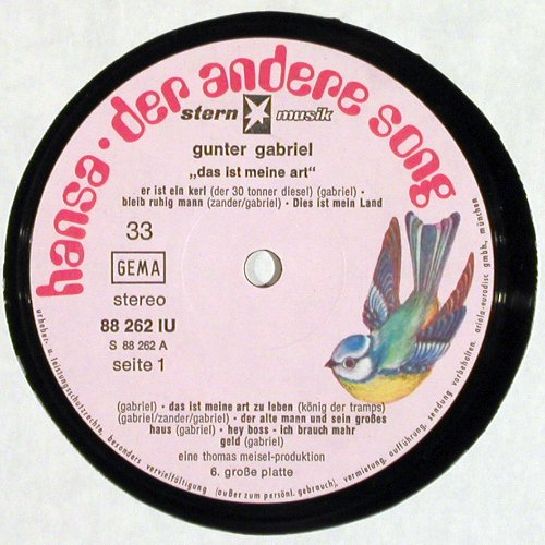 Gabriel,Gunter: Das Ist Meine Art, Foc(PosterCover), Hansa/Stern(88 262 IU), D,  - LP - V7048 - 6,00 Euro