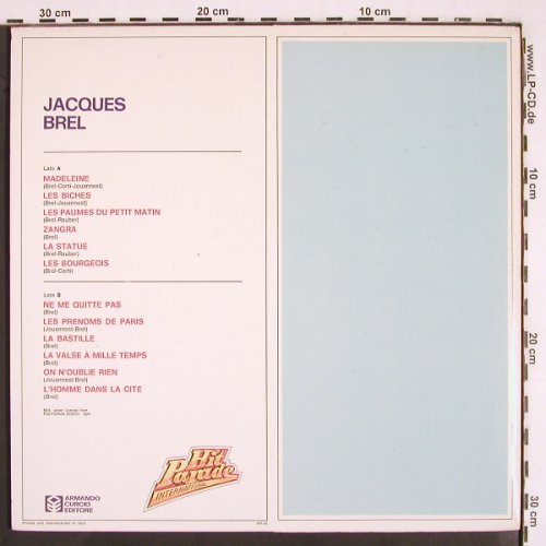 Brel,Jacques: Hitparade International, Foc,Bookl., Armando Curcio (HP-34), I, 1982 Typ: LP Best.-Nr.: V2595 Preis: 7,50 Euro