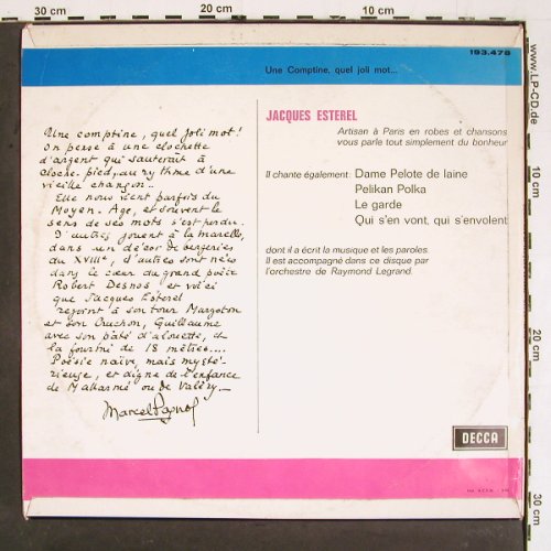 Esterel,Jacques: Qui s'en vont..Qui s'envolent..., Decca (193.478), F,m-/vg+, 1969 Typ: LP Best.-Nr.: V5554 Preis: 7,50 Euro