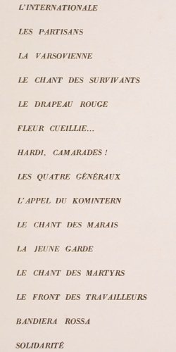 V.A.Chants Revolutionnaires: du Monde,Par le groupe 17 ,Foc, Le Chant Du Monde (LDX-74335), F Typ: LP Best.-Nr.: V5649 Preis: 6,00 Euro