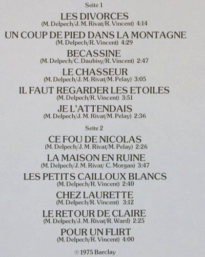 Delpech,Michel: Chansons, Barclay(0046.020), D, 1975 - LP - V6022 - 7,50 Euro