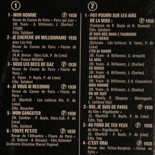 Mistinguett: Same, Foc,Casino de Paris (1925-38), Pathé (C 178-15422/3), F, 1978 Typ: 2LP Best.-Nr.: V6428 Preis: 14,00 Euro.