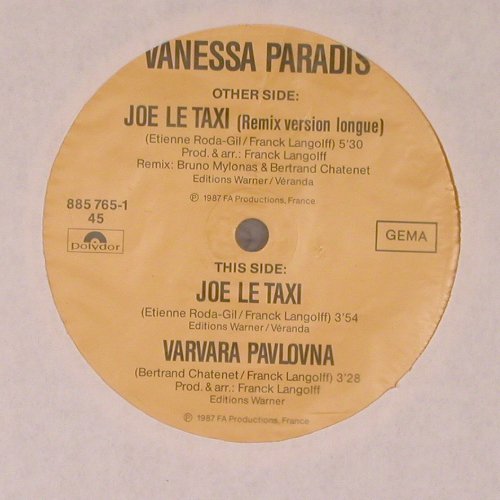Paradis,Vanessa: Joe Le Taxi*2 (5:30/3:54)+1, Polydor(885 765-1), D, 1987 - 12inch - V6827 - 7,50 Euro