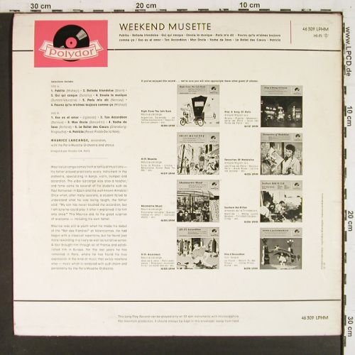 Larcange,Maurice: Weekend Musette, m-/vg+, Polydor(46 309 LPHM), D, 1959 - LP - V7868 - 6,00 Euro