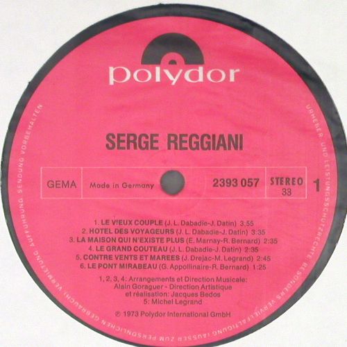Reggiani,Serge: Same (Le Vieux Couple), Polydor (2393 057), D, 1973 Typ: LP Best.-Nr.: V7871 Preis: 7,50 Euro.