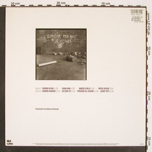 Giorgia: Prende Al Cuore, CGD (242 382-1), D, 1988 Typ: LP Best.-Nr.: V4930 Preis: 7,50 Euro
