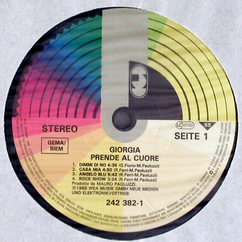 Giorgia: Prende Al Cuore, CGD (242 382-1), D, 1988 Typ: LP Best.-Nr.: V4930 Preis: 7,50 Euro