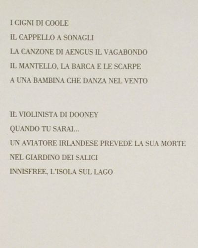 Branduardi Canta Yeats: Dieci Ballate su Liriche di W.B.Foc, Ariola (207 783), D, Foc, 1986 Typ: LP Best.-Nr.: V7544 Preis: 7,50 Euro.