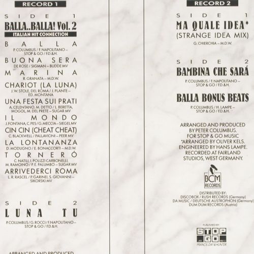 Napoli,Francesco: Balla Balla-Vol.2, rec.1 vg+&sol;vg+, BCM (B.C. 12-2104-Q), D Typ: 12"*2 Best.-Nr.: V7719 Preis: 5,00 Euro.